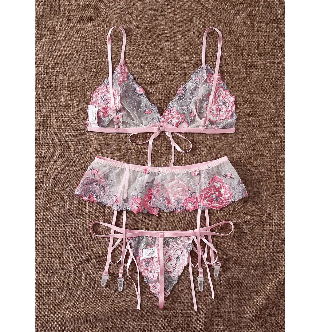 Churchf Hot Sex Lingerie Sexy Women's Pajamas Split Three-Piece Esque Set