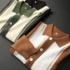 Men's Luxury Business Lapel Color Block Cardigan Sweater