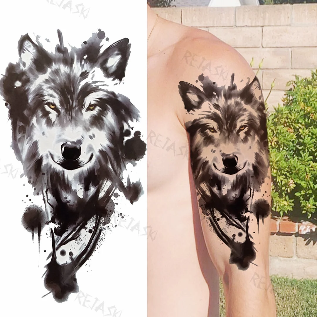 Sdrawing Big Lion Crown Temporary Tattoos For Men Women Tiger Flower Cross Skull Realistic Fake Tattoo Body Art Tatoo Sticker