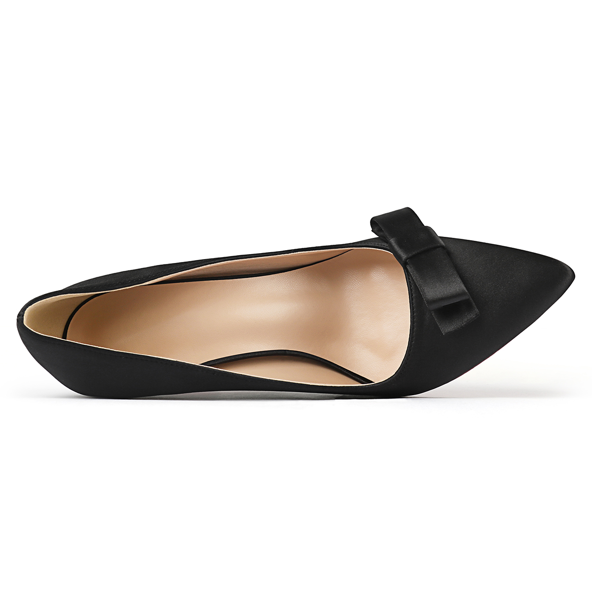 100mm Red Bottom Women's Party Wedding Heels Bowknot Silk Pumps-MERUMOTE