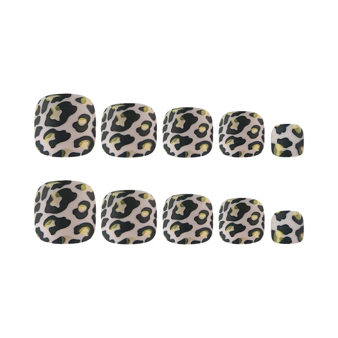 Churchf Yiwu Nail Wearing Leopard Print Gold Foil Summer Advanced Sense Fake Foot Nails Can Be Removed