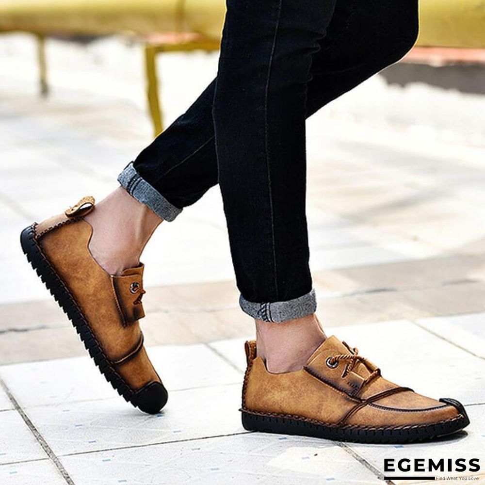 Men's Fashion Business Spliced Laced Casual Leather Shoes | EGEMISS