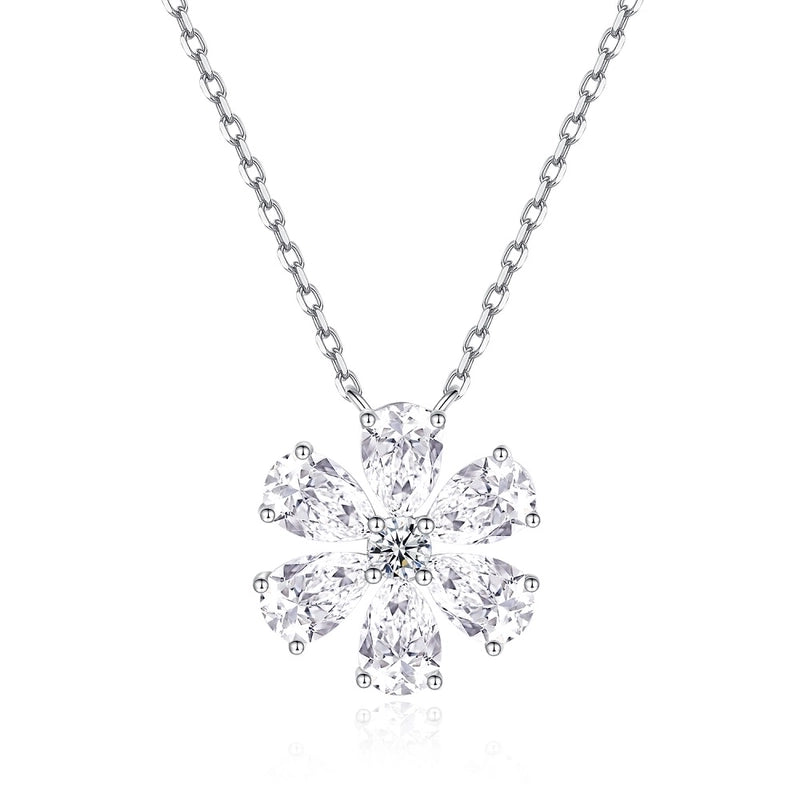 925 Sterling Silver Inlay Flower Earrings Necklace