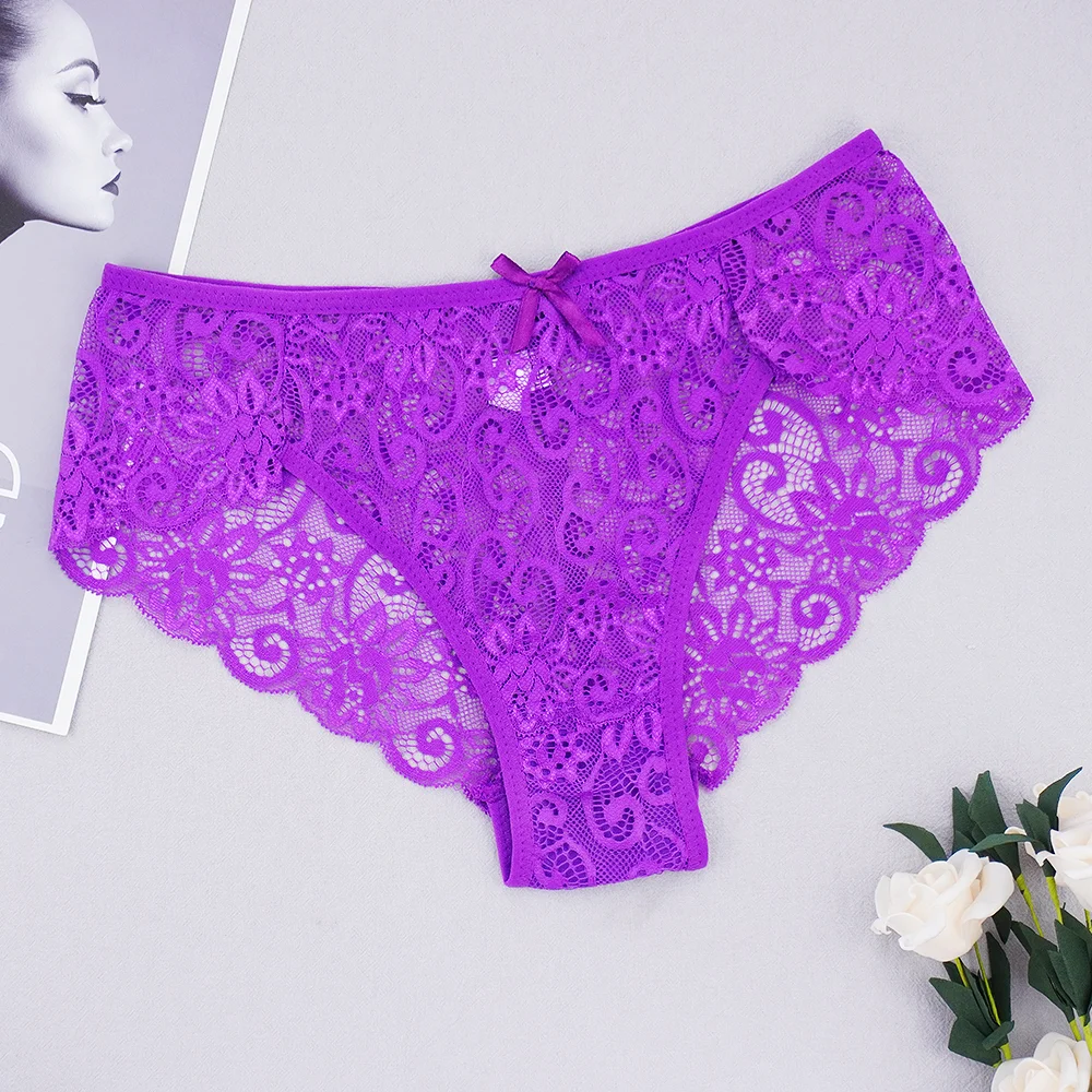 Billionm Women Full Lace Underwear Briefs Transparent Panties Sexy Fashion Plus Size S-XL Panty Womens Breathable Underpants Shorts