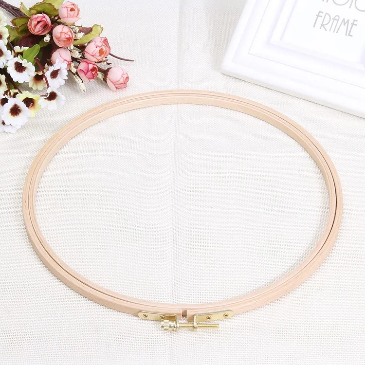 DIY Wooden Cross Stitch Frame Needlework Hoop Ring Embroidery Tool 24cm（9.45 in）