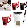 Candle Cup Cheese Chocolate Melting Ceramic Mug Chocolate Fondue Mug with Fork