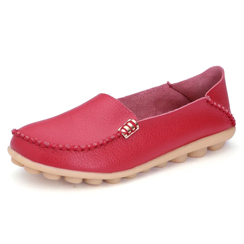 Women Flat 2021 Summer Women Genuine Leather Shoes Plus Size 35-42 Loafers Women Solid Casual Leather Flat Shoes Woman Footwear