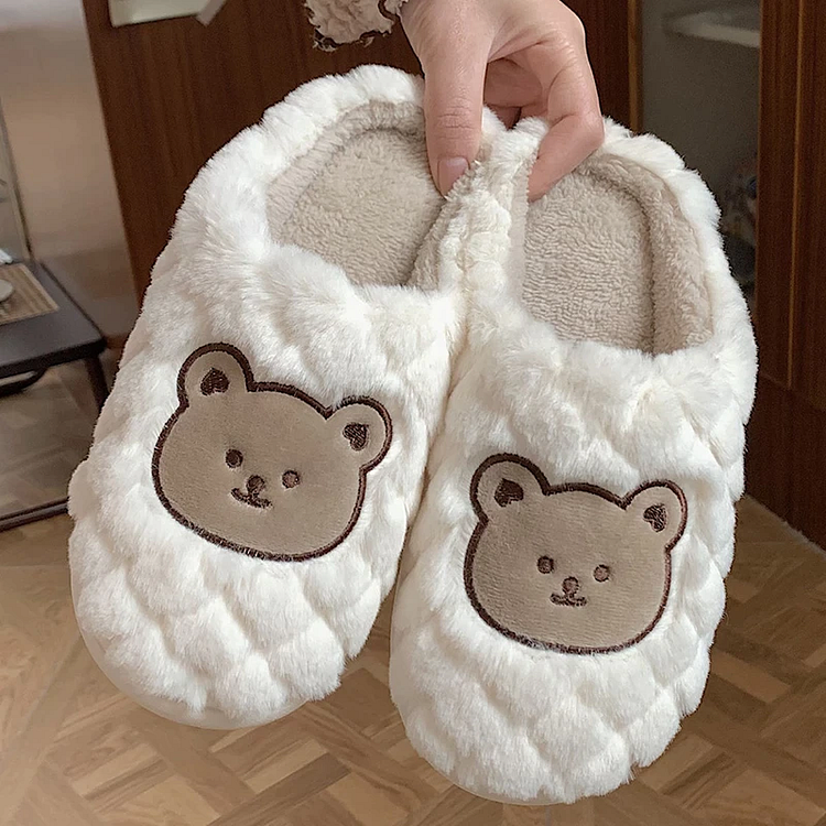 Lovely Bear Winter Fuzzy Slippers - Gotamochi Kawaii Shop, Kawaii Clothes