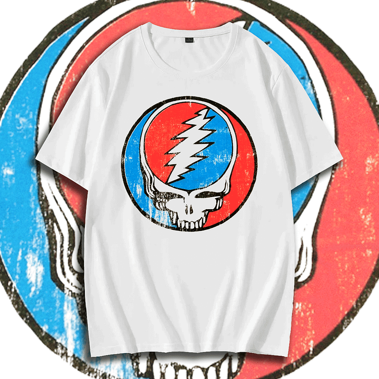Davidhawaii100% Cotton Casual Rock Skull Double-sided T-shirt-100% cotton