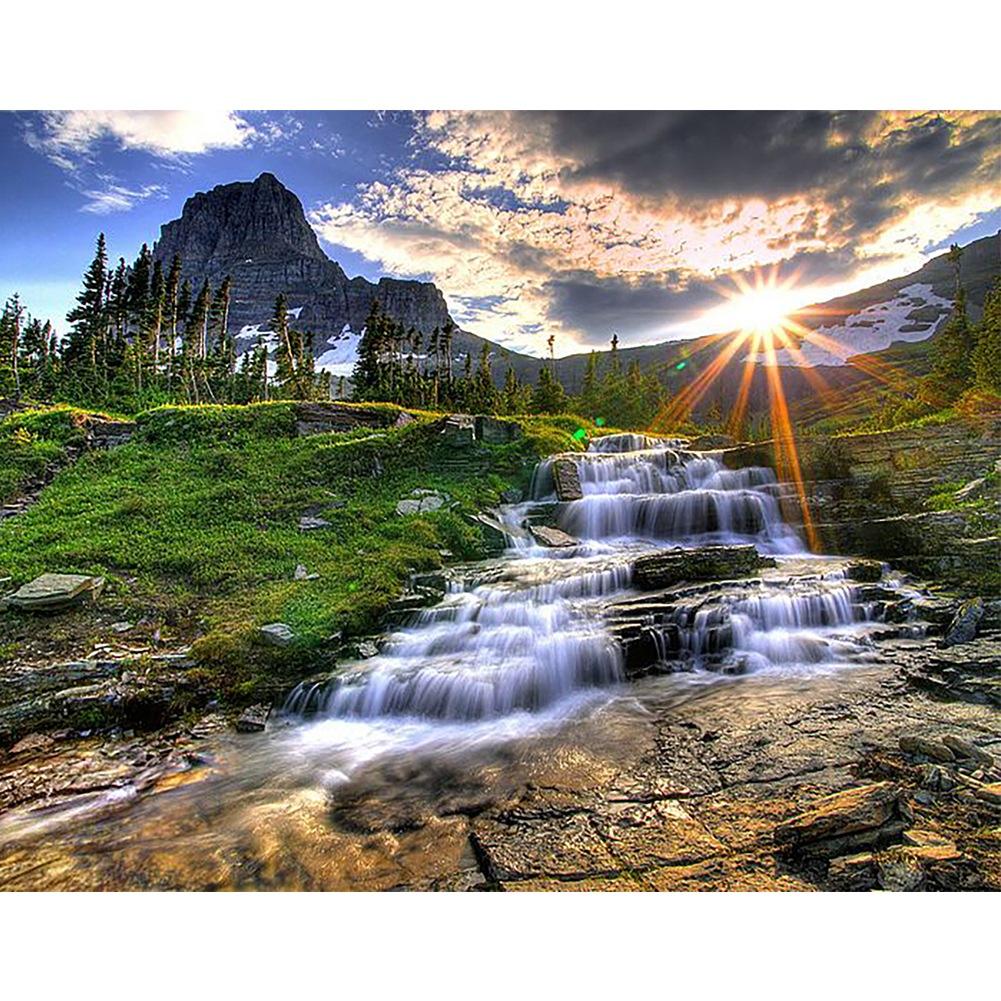 

50*40CM - Round Drill Diamond Painting - Glacier National Park, 501 Original