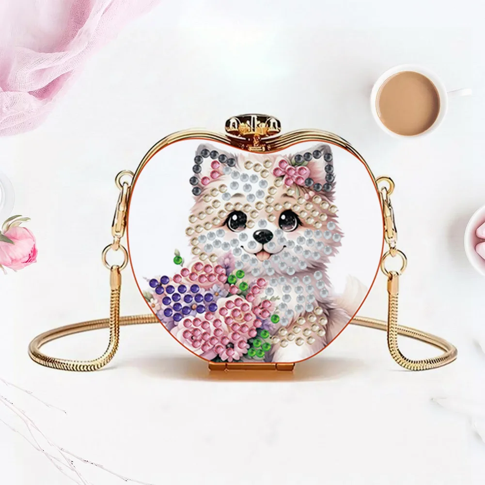 Dog DIY Diamond Painting Shoulder Bag for Coins Lipstick Earphones Gifts