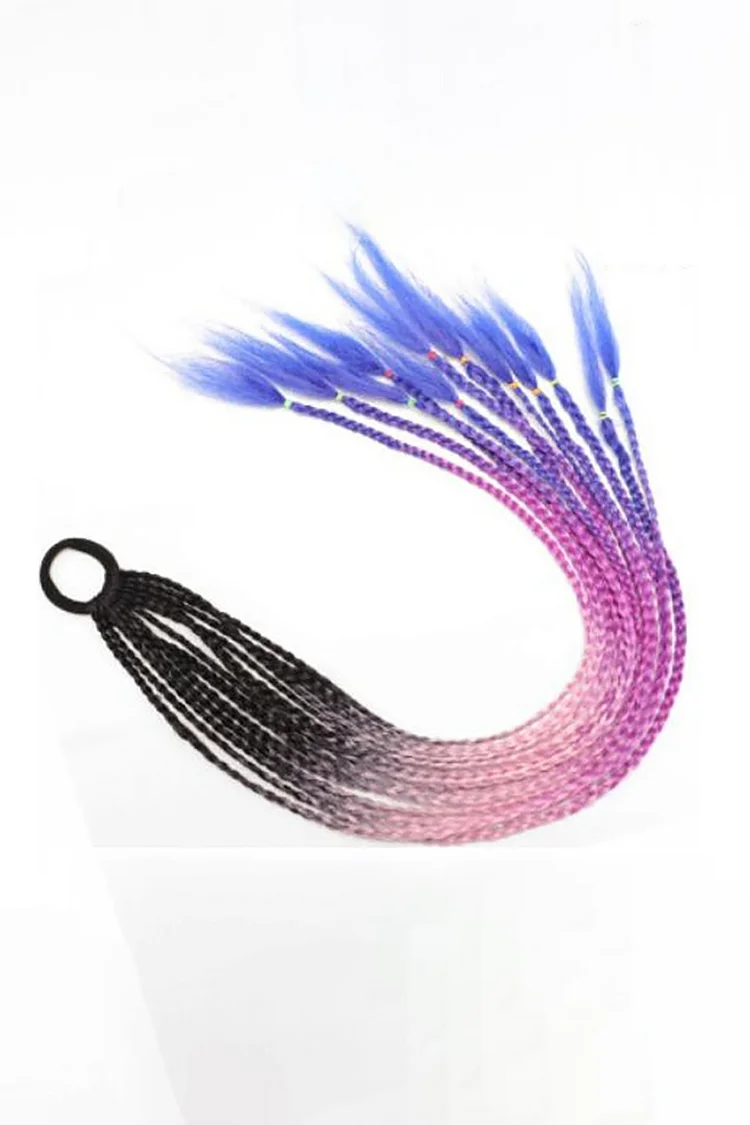 Fashion Color Gradient Braid Wig Long Ponytail