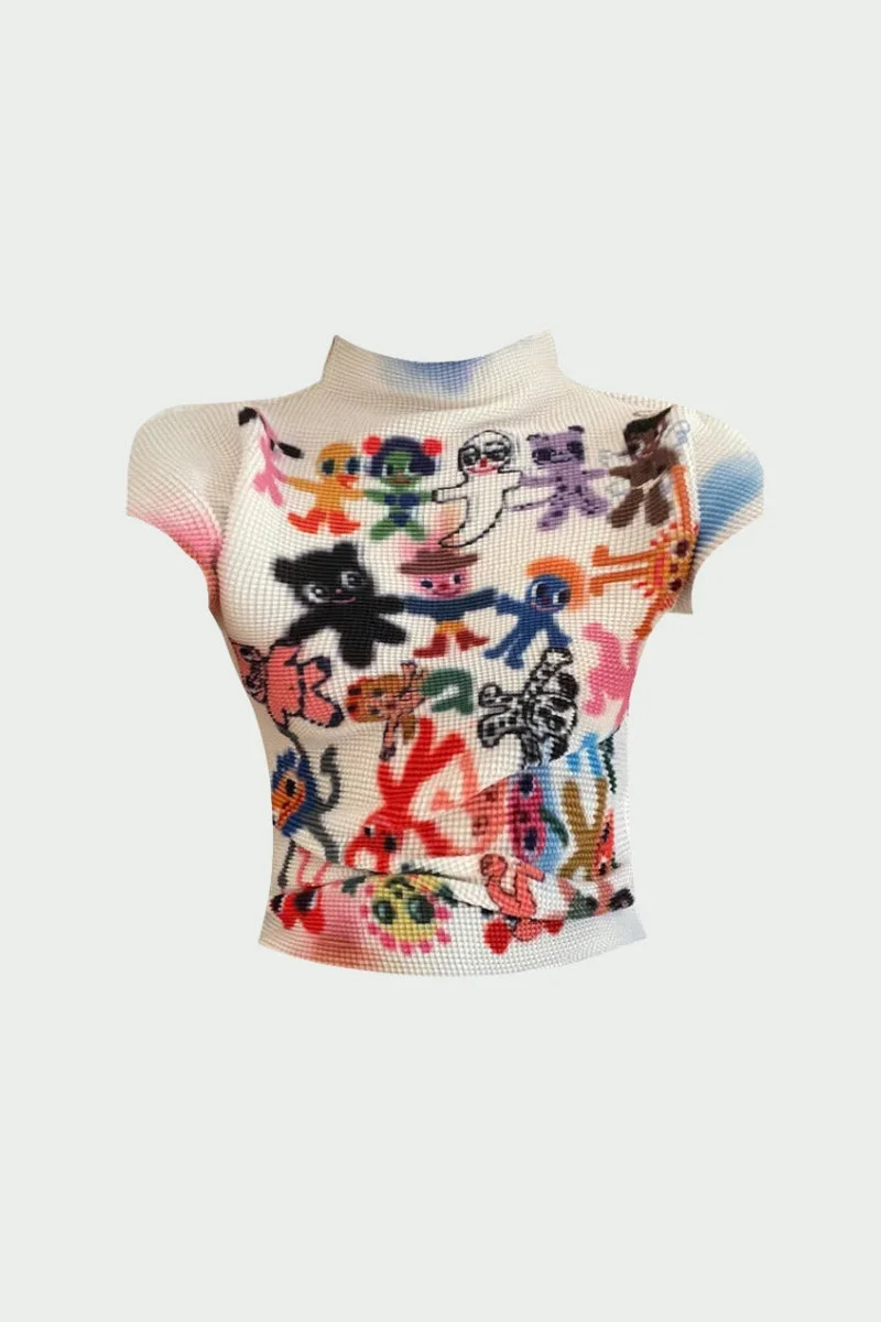 Brownm Figures Printed Top