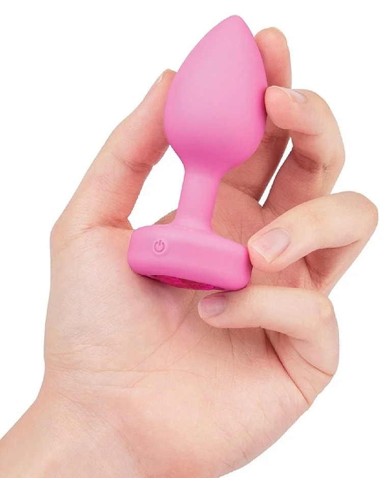 Pornhint B-Vibe Vibrating Heart Shaped Jewel Anal Plug S/M - Pink