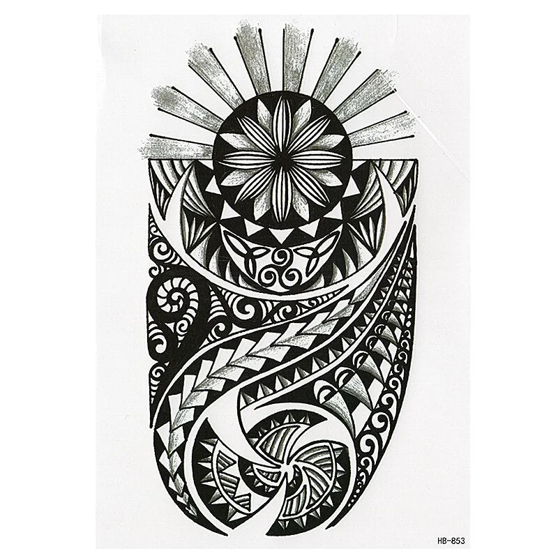 POLYNESIAN TEMPORARY TATTOO, SUN, EARTH, TRIBAL MENS, WOMENS, MAORI, STICKER