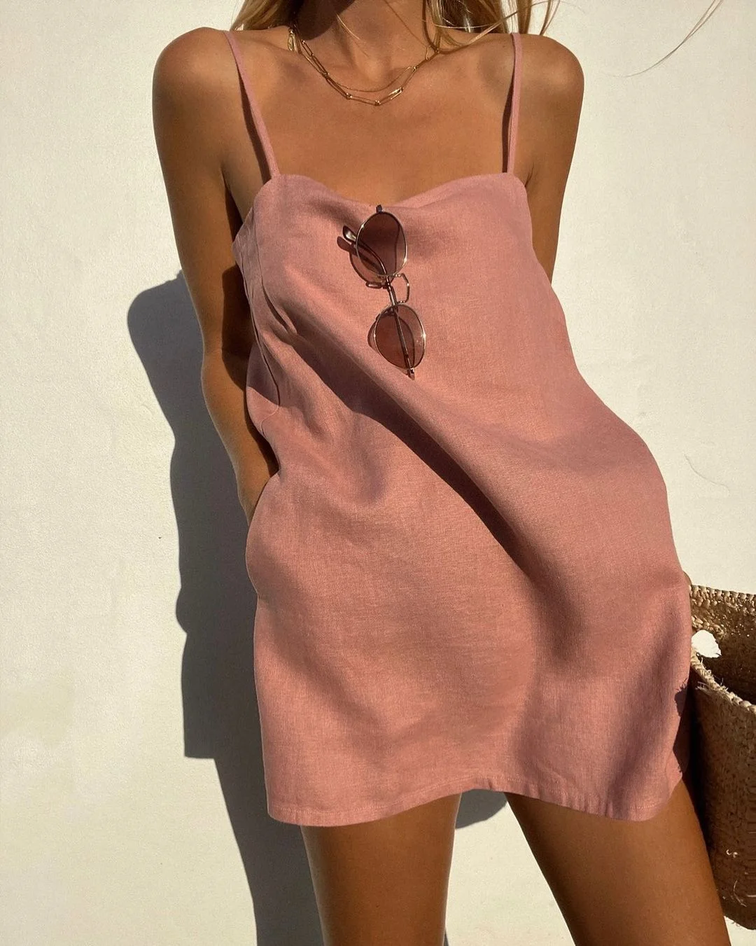 Summer Slip Dress In Pink