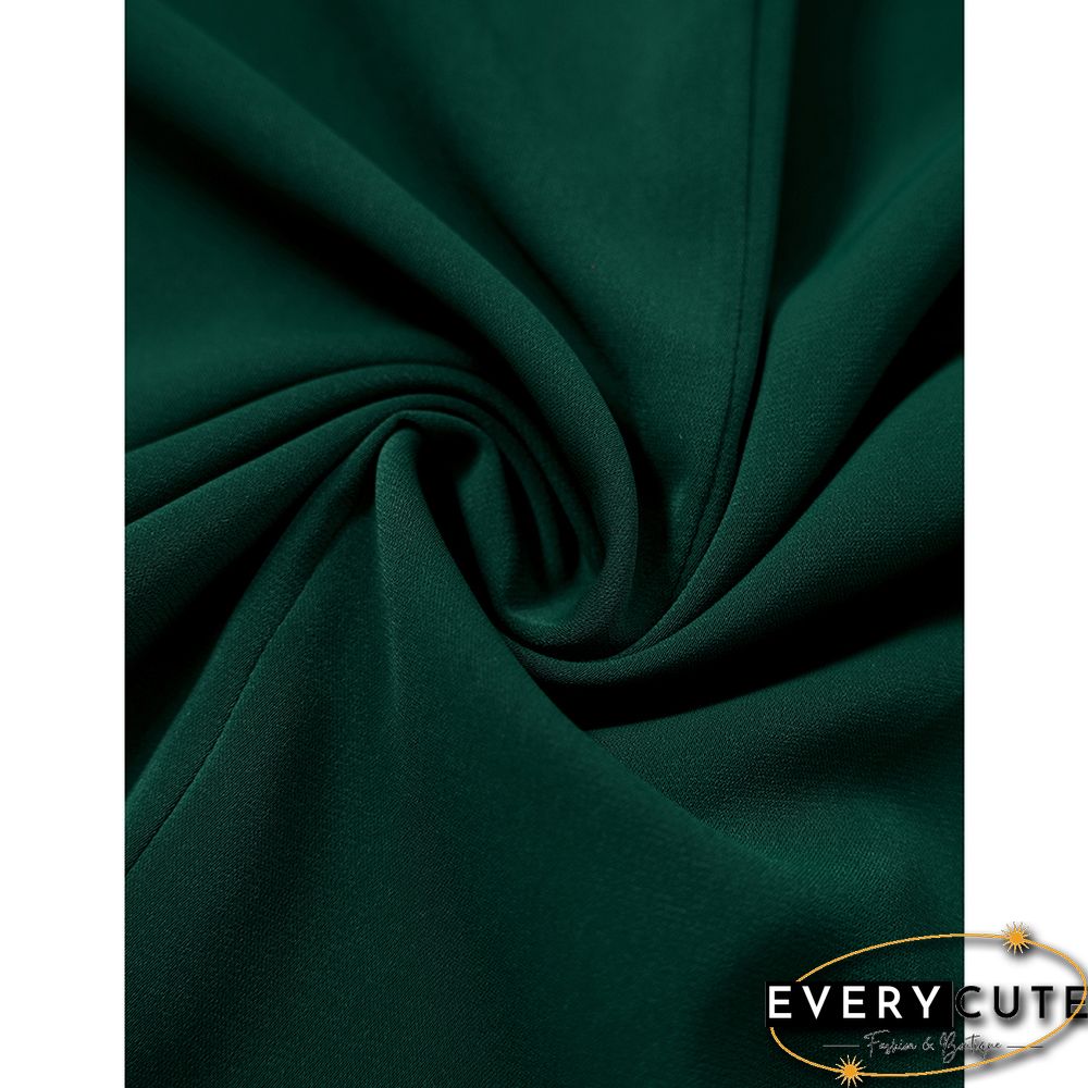 Green Twist Keyhole Puff Short Sleeve Tops