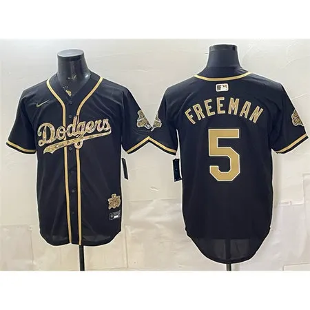 Men's Los Angeles Dodgers #5 Freddie Freeman Black Military Appreciation Game Day Stitched Baseball Jersey