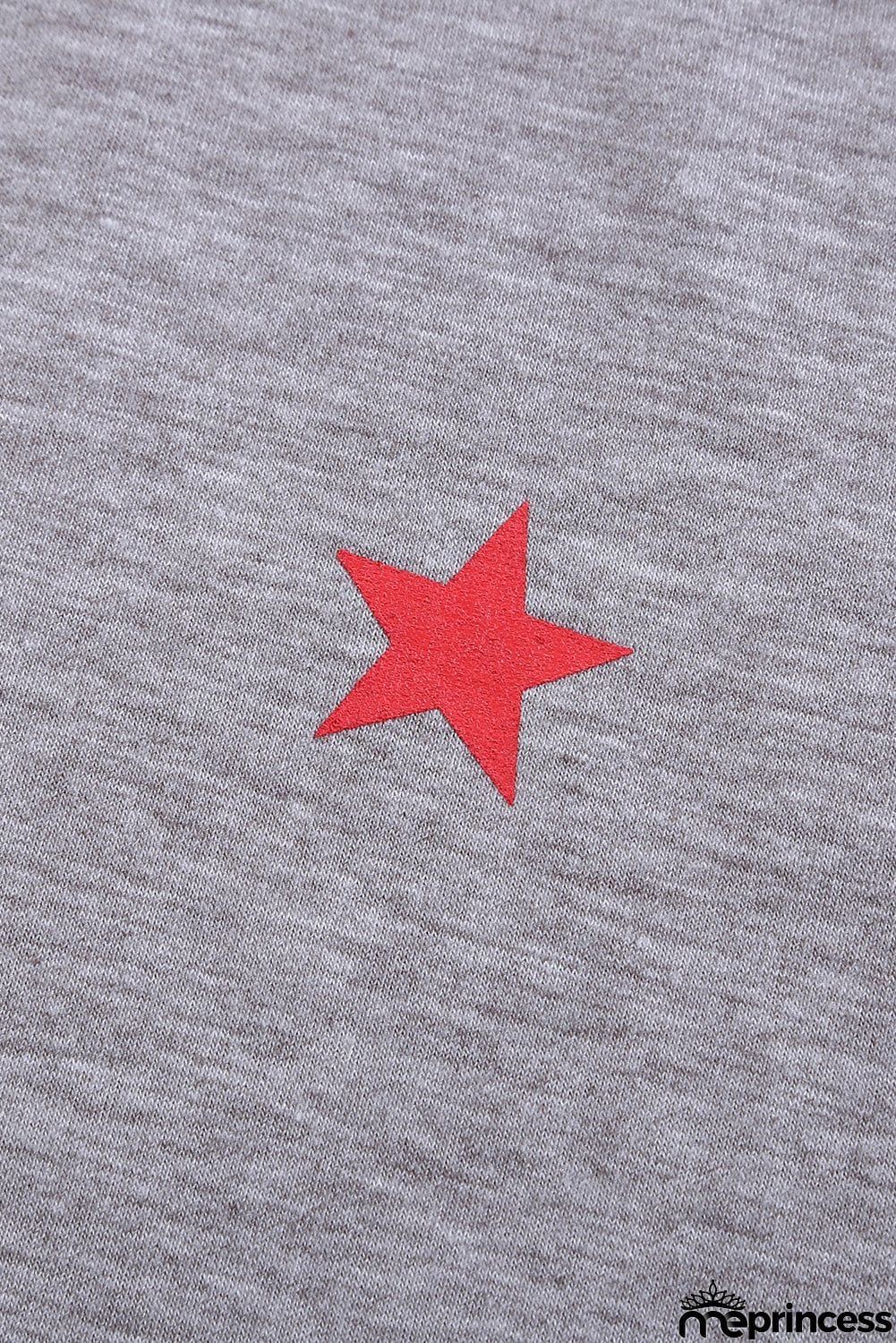 V Neck Stars Print Gray T-shirt