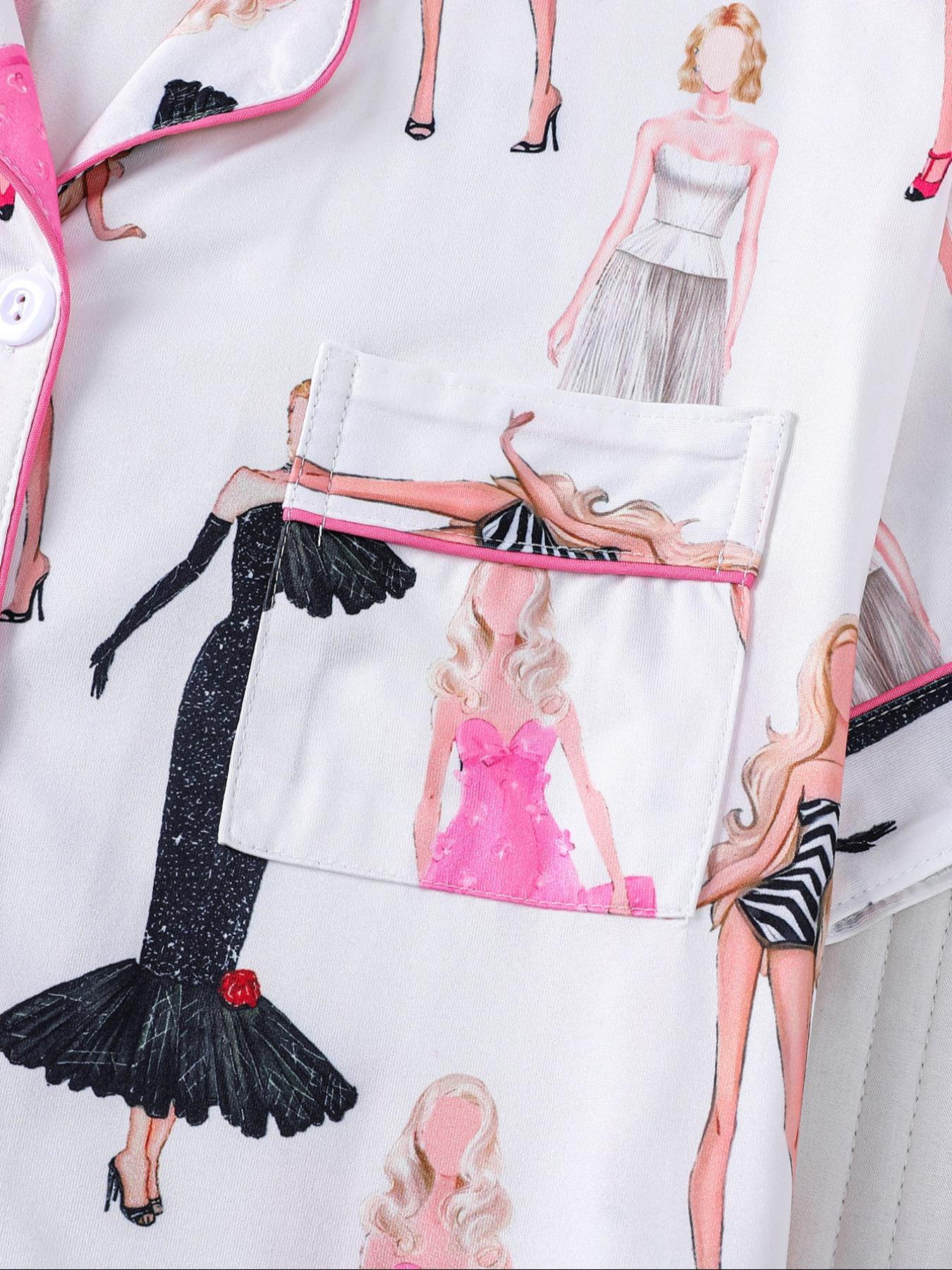 The Eras Tour Film Pajama Women's Sleepwear Set, Short Sleeve Button Front Soft Top & Elastic Shorts, Casual Home Wear, Loungewear, Comfortable Daily, Everyday, Pjs