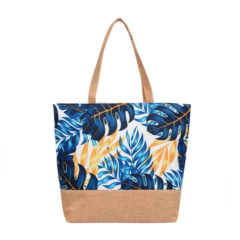 Women’s Large Canvas Tropical Vacation Open Shoulder Bag