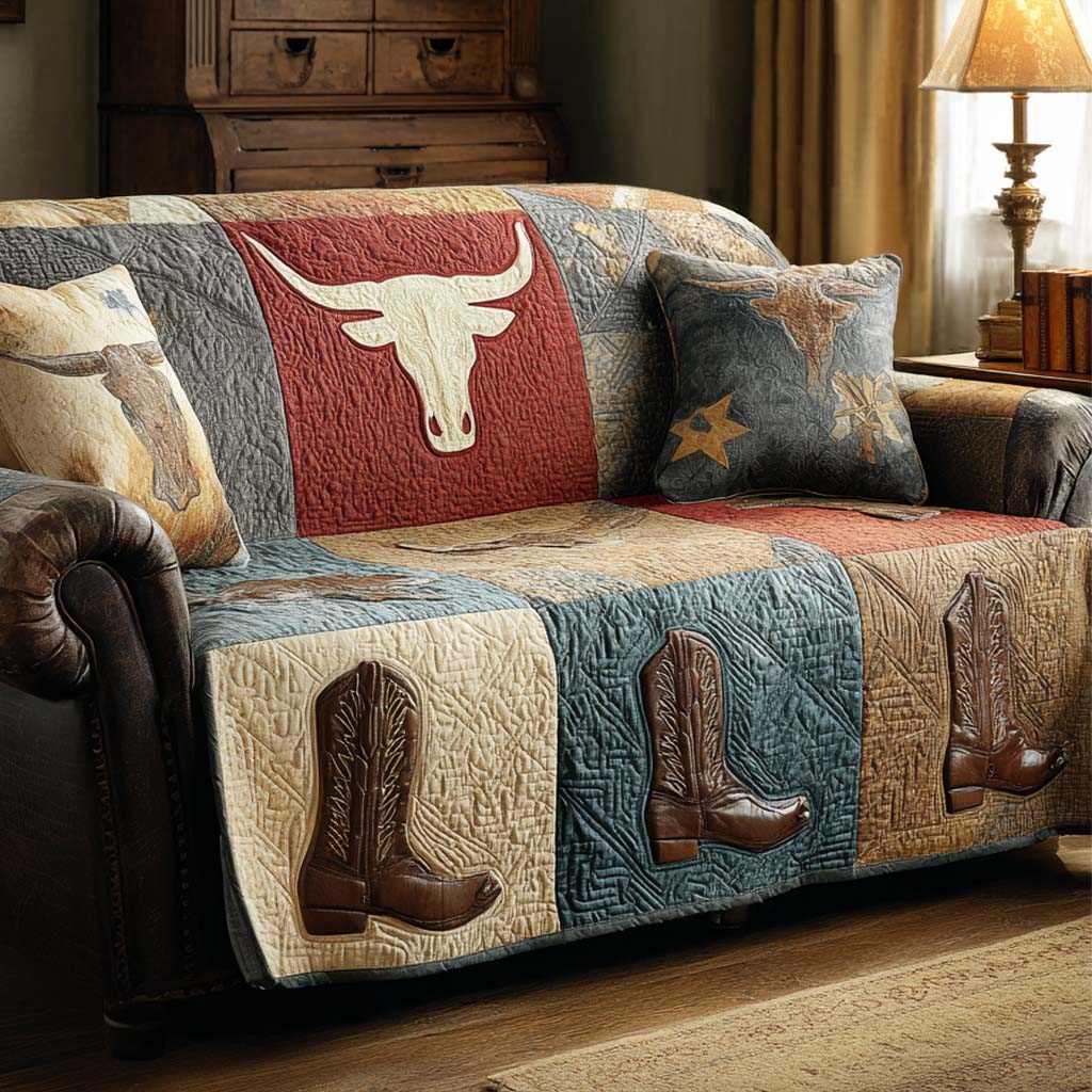 Longhorn Heritage Love Quilted Sofa Cover NCU0XD2124 everthome