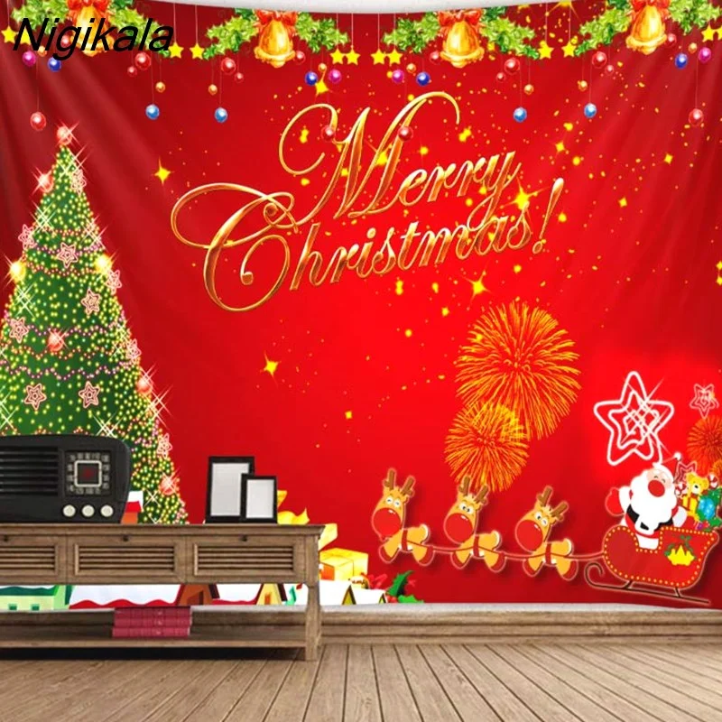 Nigikala Day Decorative Print Tapestry Bedroom Living Room Wall Hanging Tapestry Home Decor Xmas Mat for Christmas New Year