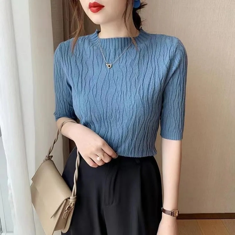 Possibilitat costume ideas women Spring Summer Korean Fashion Solid Sweater Women Short Sleeve Tops 2025 Pull Femme Casual Slim Female Pullover Knitted Clothes