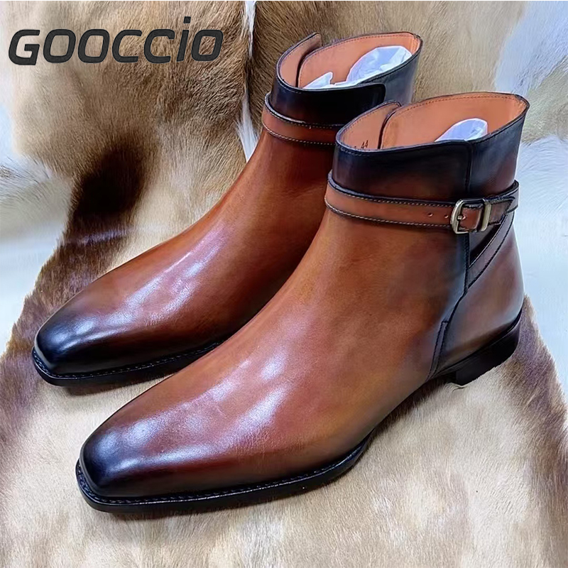 MY229 Italian Calf Skin Dress Boots/Chelsea Boots For Men GOOCCIO   
