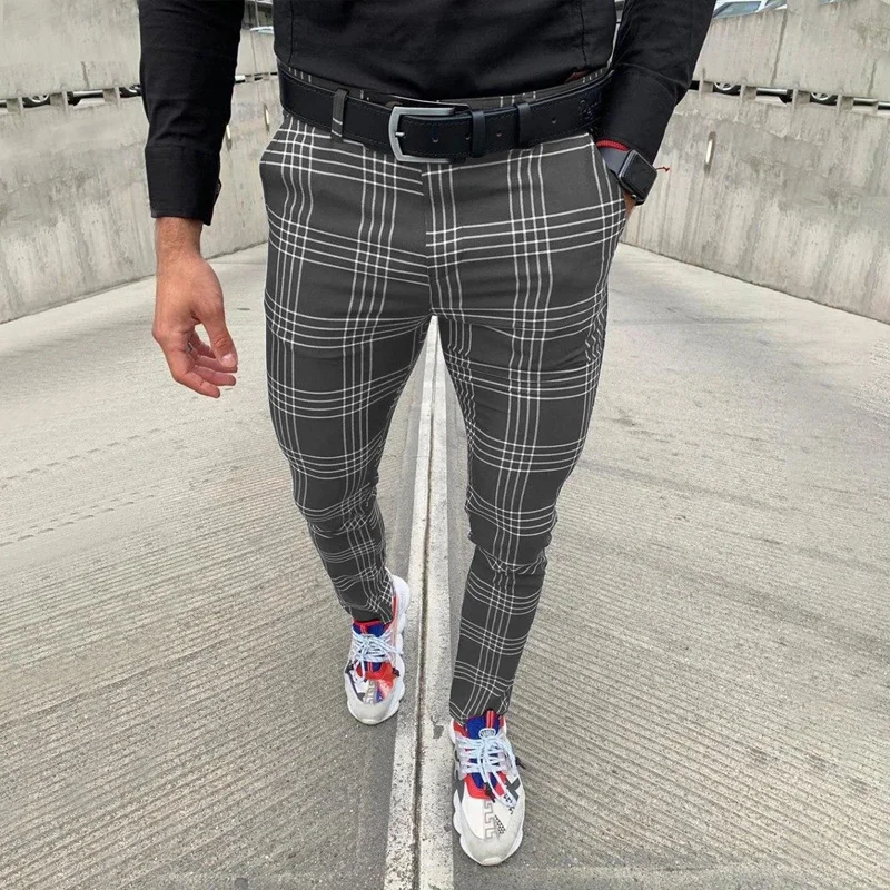 Men's Large Plaid Striped Casual Business Chino Pant