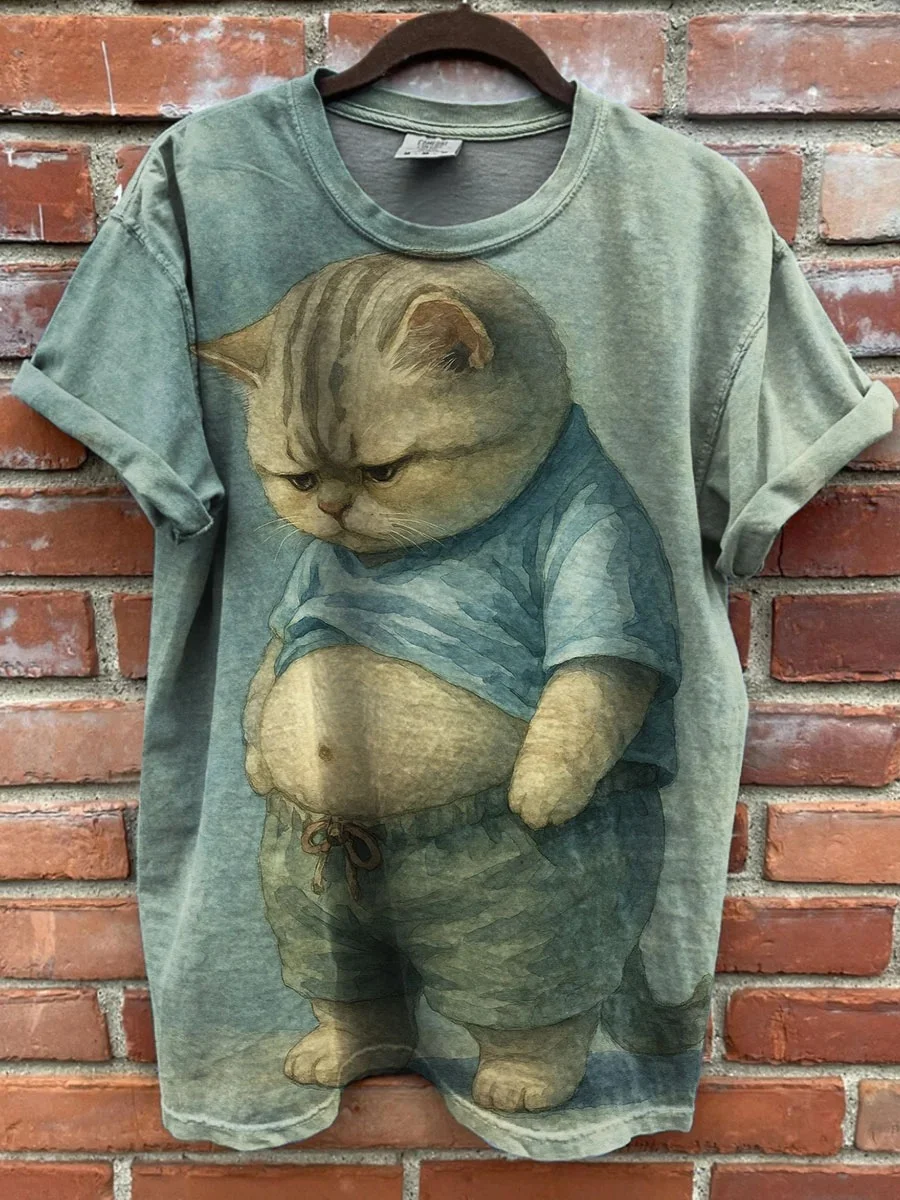 Eagerlys  Cute Fat Cat Art Print T-shirt Eagerlys