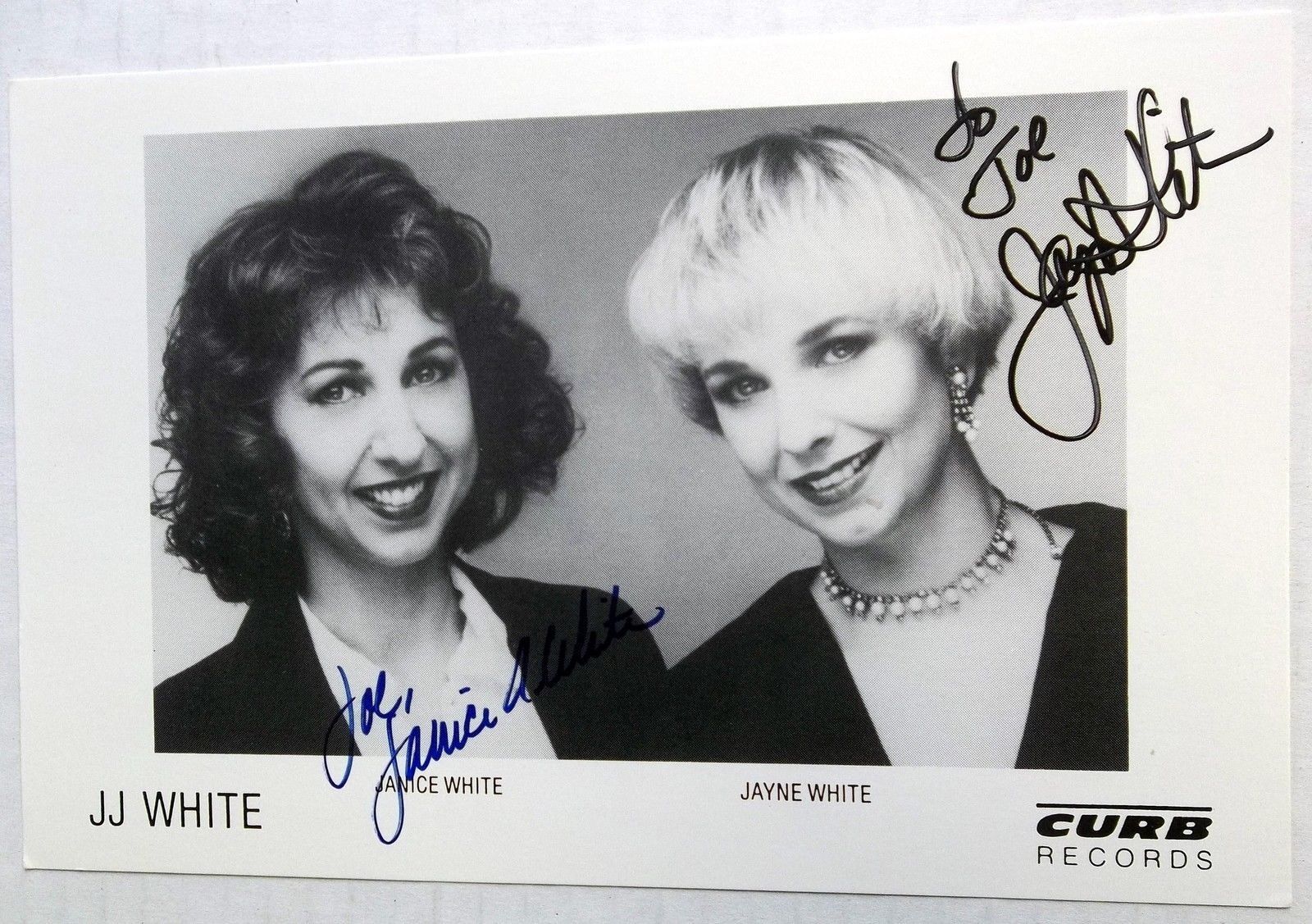 JJ WHITE Autographed POSTCARD Photo Poster painting 90's Country DUO CURB Janice & Jayne