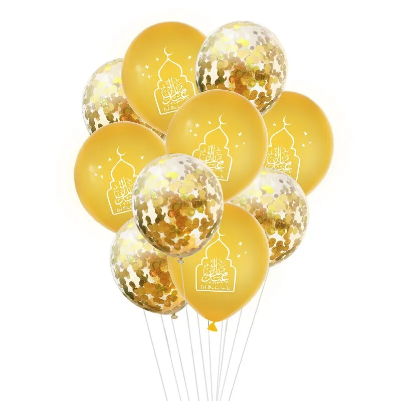 1Set EID MUBARAK Balloons Gold Silver Helium Confetti Ballon For Muslim EID Air Ball Ramadan Festival Party Decoration Supplies