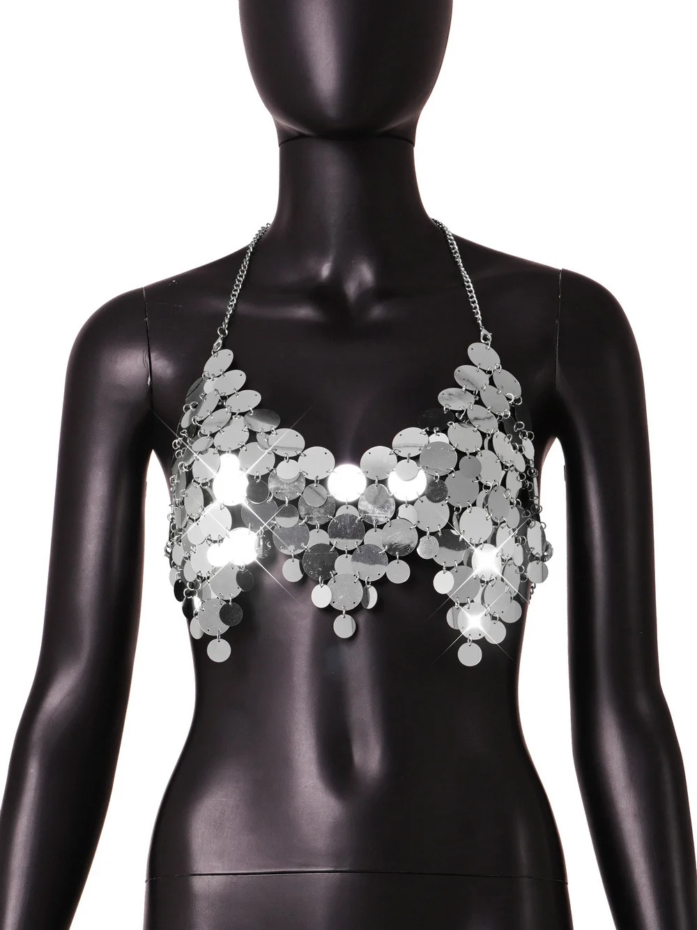 Uveng Uveng New Ins Outlet Nightclub Sexy Sequins Show Back Chain Women's Vest Y20470
