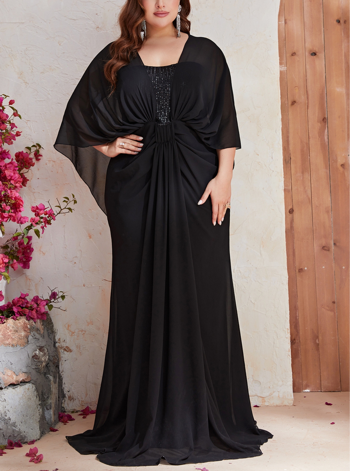 Women's Fashion Sequins Chiffon Shawl Gowns Long Dresses | Oxredo Shop Ramadan Sale