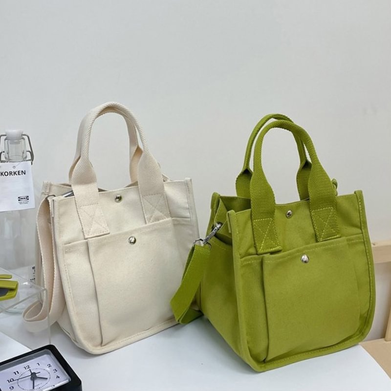 Fashion Handbag Female Canvas Casual Tote Student Shoulder Bag Solid Color Messenger Bags for Women Magnetic Buckle Crossbody US Mall Lifes