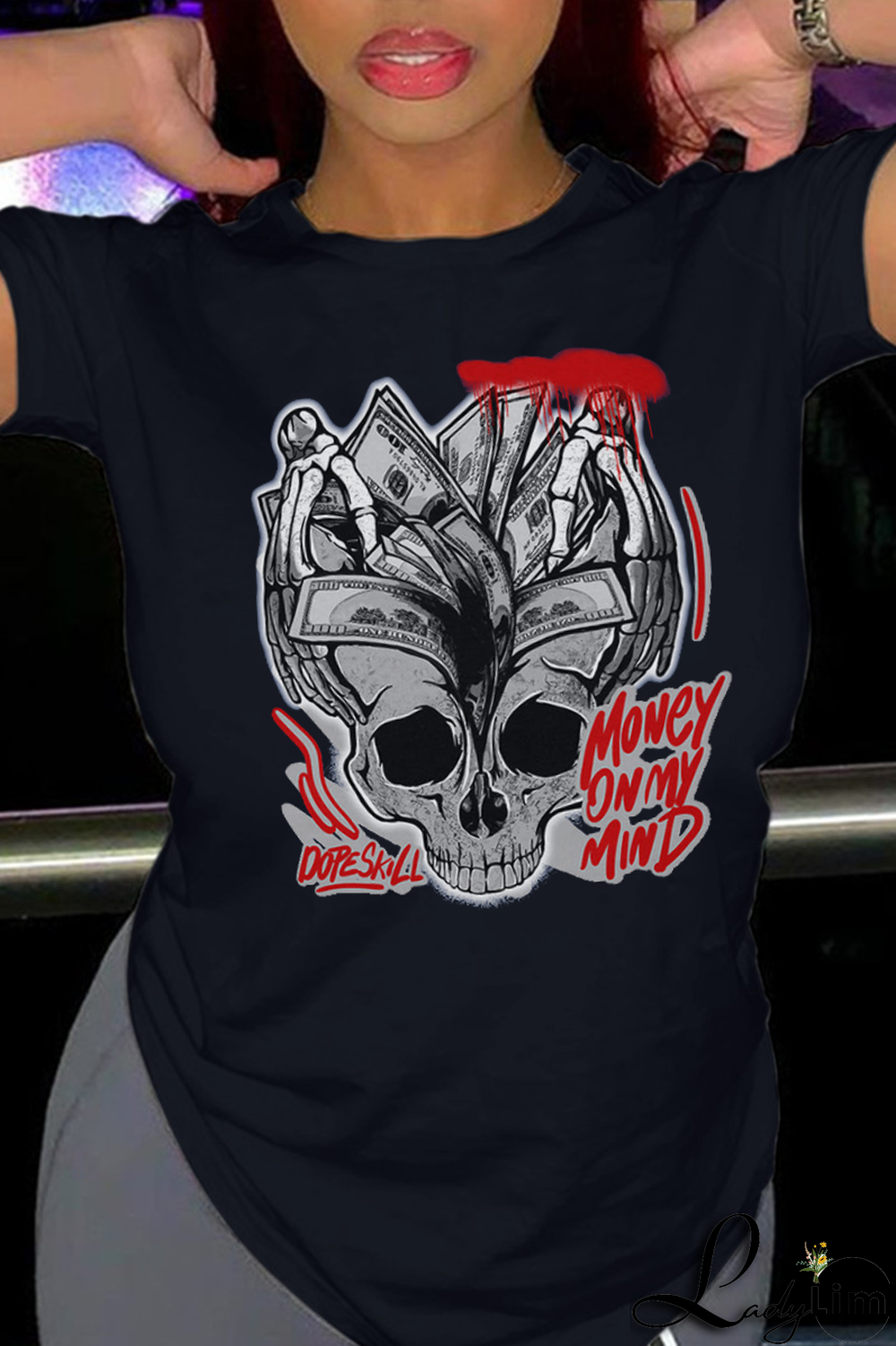 Red Casual Daily Print Patchwork O Neck T-Shirts