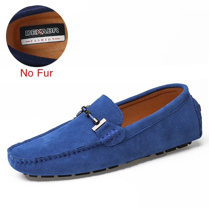 DEKABR Handmade Men Loafers Luxury Genuine Leather Casual Shoes Comfortable Soft Driving Shoes Warm Fur Plus Office Moccasins