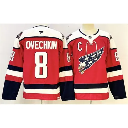 Youth Washington Capitals #8 Alexander Ovechkin Red With C Patch Stitched Hockey Jersey AGYW