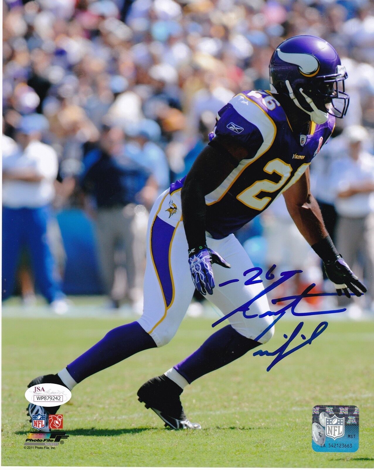 ANTOINE WINFIELD MINNESOTA VIKINGS JSA AUTHENTICATED ACTION SIGNED 8x10