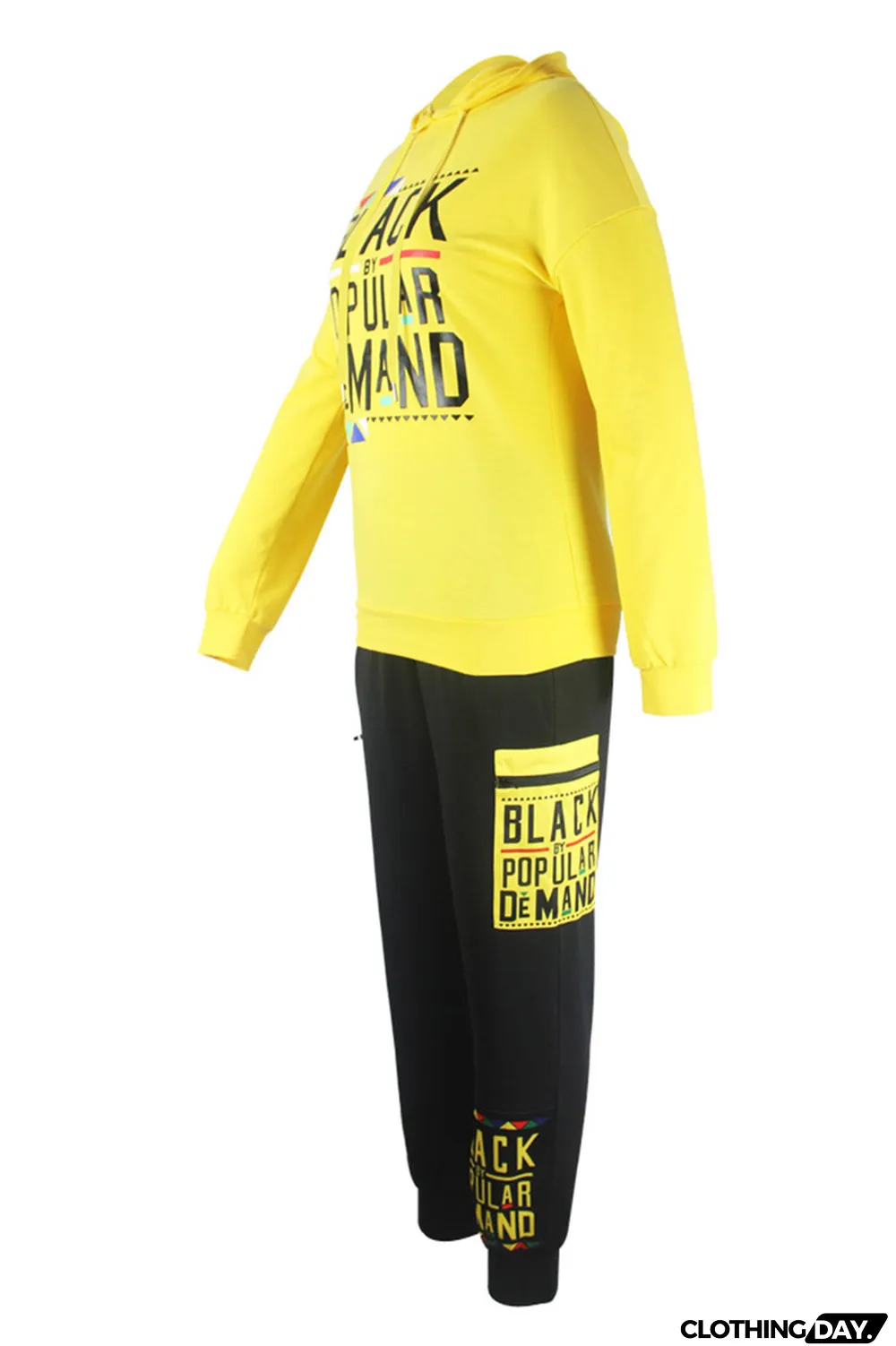 Rose Red Fashion Casual Letter Print Basic Hooded Collar Long Sleeve Two Pieces