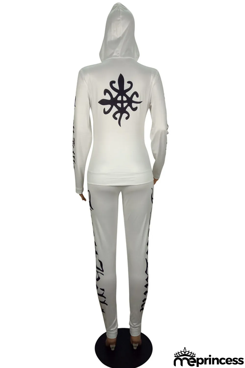 Red Fashion Sportswear Print Split Joint Hooded Collar Long Sleeve Two Pieces