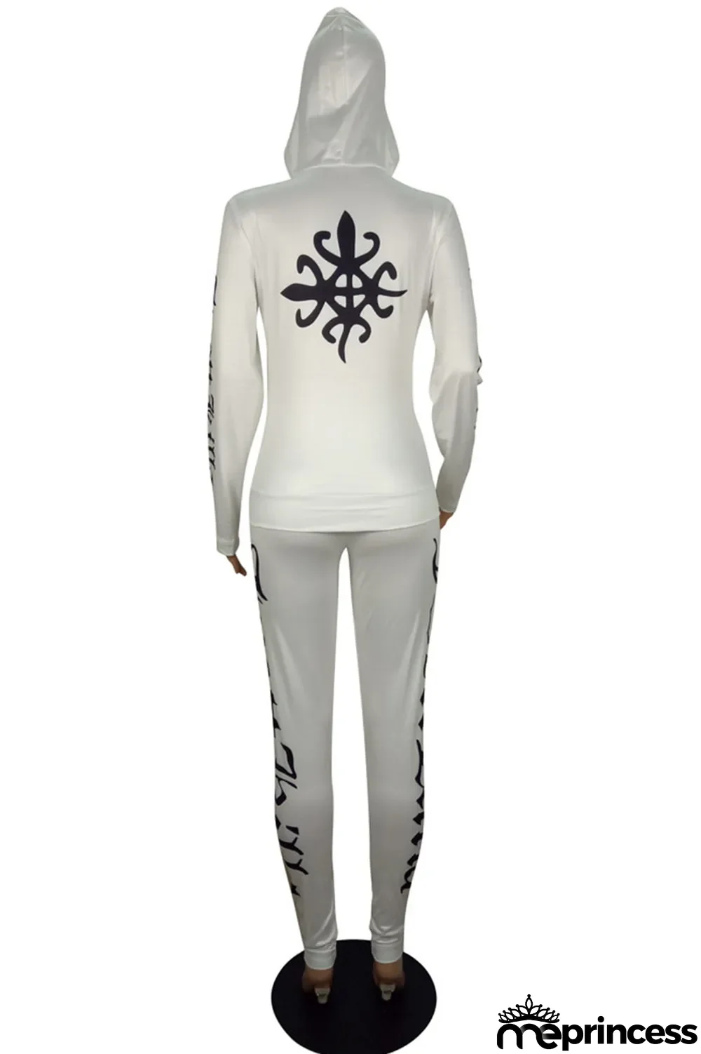 Red Fashion Sportswear Print Split Joint Hooded Collar Long Sleeve Two Pieces