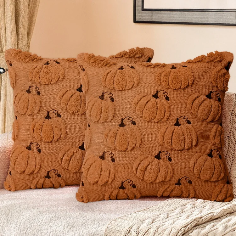 Sanmadrola Fall Pillow Covers Halloween Decoration Pumpkin Decorative Pillow Cases Couch Cushion Case for Chair Sofa Bedroom Living Room Home Decor 18''x 18'' 2 Pack