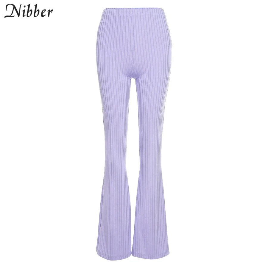 Nibber High Street Casual Solid Wide Leg Pants Women 2020 Autumn Fashion Office ladies loose Bottoms Slim Soft Elastic Pants
