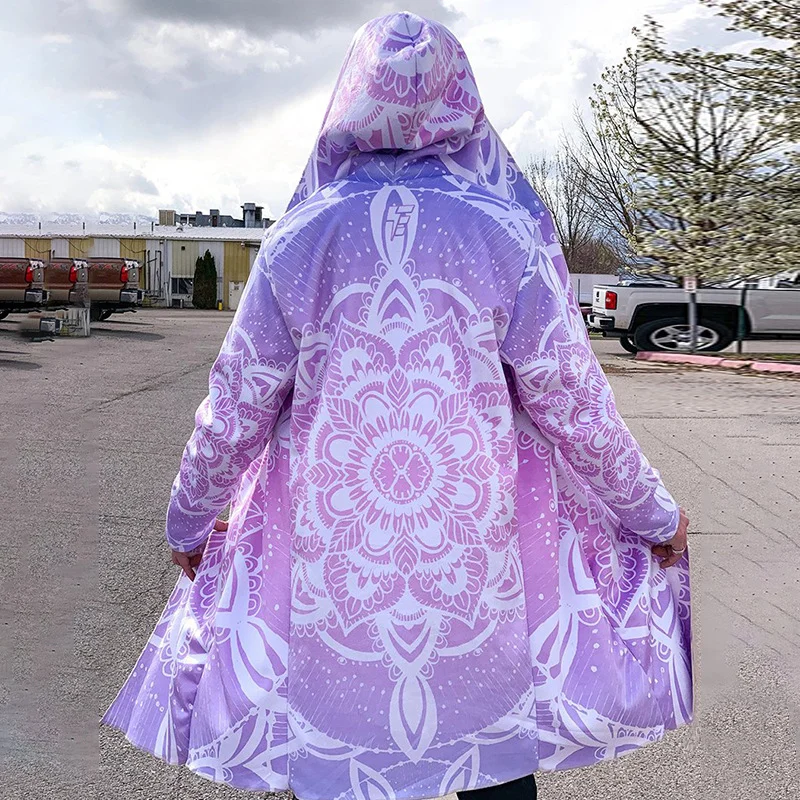 Casual Ethnic Print Hooded Cardigan
