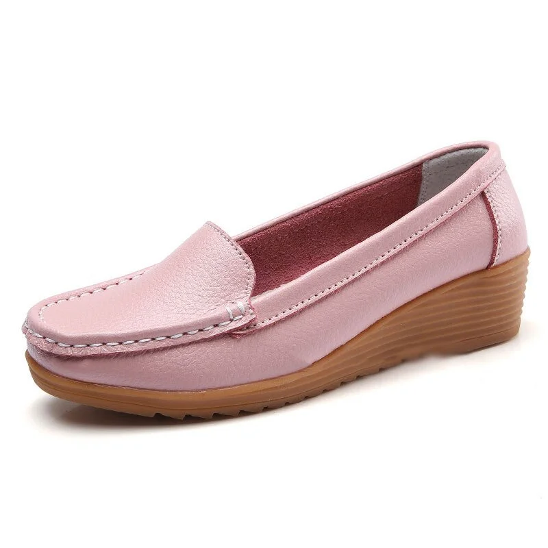 Women Flats Women Genuine Leather Shoes With Heels Women Loafers Soft Mocassin Femme Leather Flat Shoes Women Casual Shoes