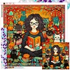 >SALE<5D DIY Full Round Drill Diamond Painting Halloween Magic Girl Kit Decor 70x70cm