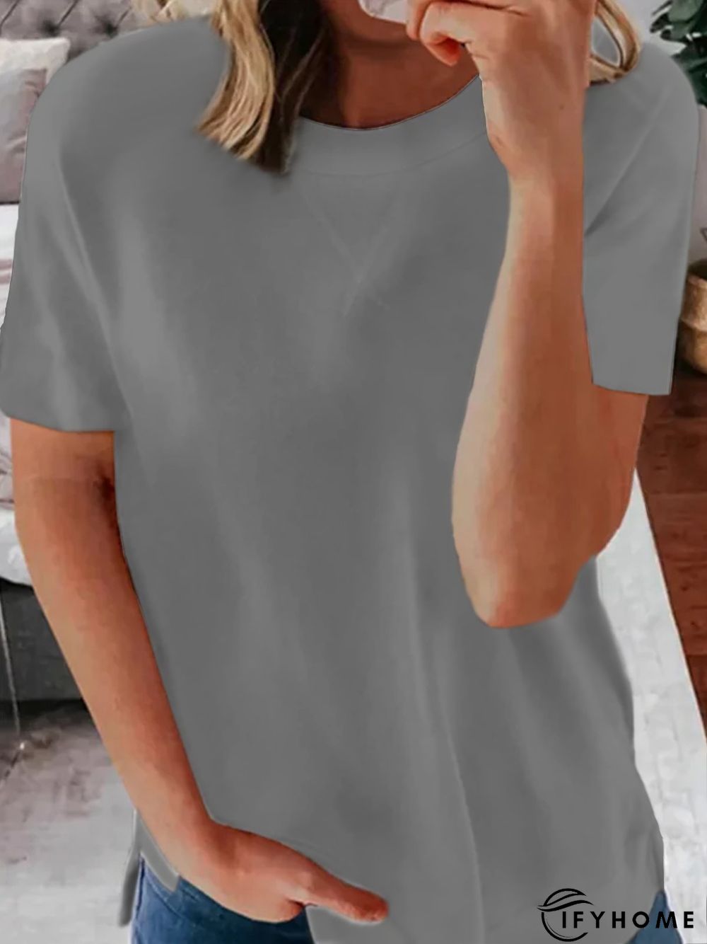 Solid Loosen Casual Short Sleeve Tops | IFYHOME