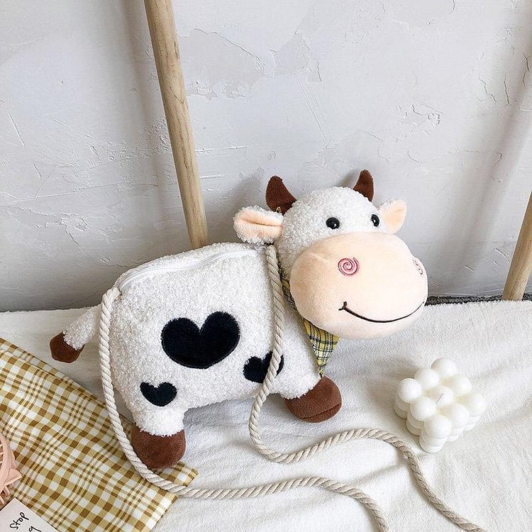 Kawaii Cow Plush Shoulder Bags
